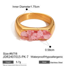 Boho natural stone stainless steel finger rings collection #7