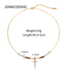 Elegant pearl bead cross series stainless steel necklace earrings set