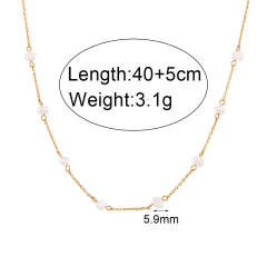 Dainty waterpearl bead stainless steel necklace bracelet set