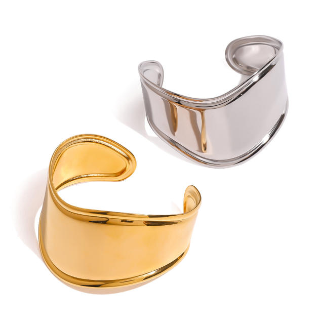 18KG chunky mirror design stainless steel cuff bangle