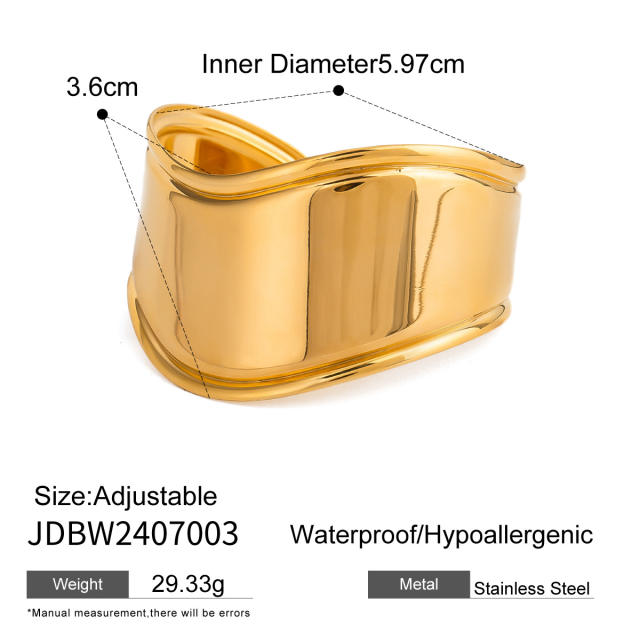 18KG chunky mirror design stainless steel cuff bangle