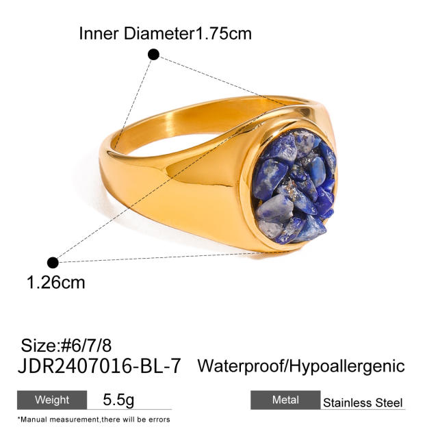 Boho natural stone stainless steel finger rings collection #7