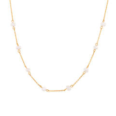 Dainty waterpearl bead stainless steel necklace bracelet set