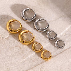 18KG Simple basic stainless steel huggie earrings