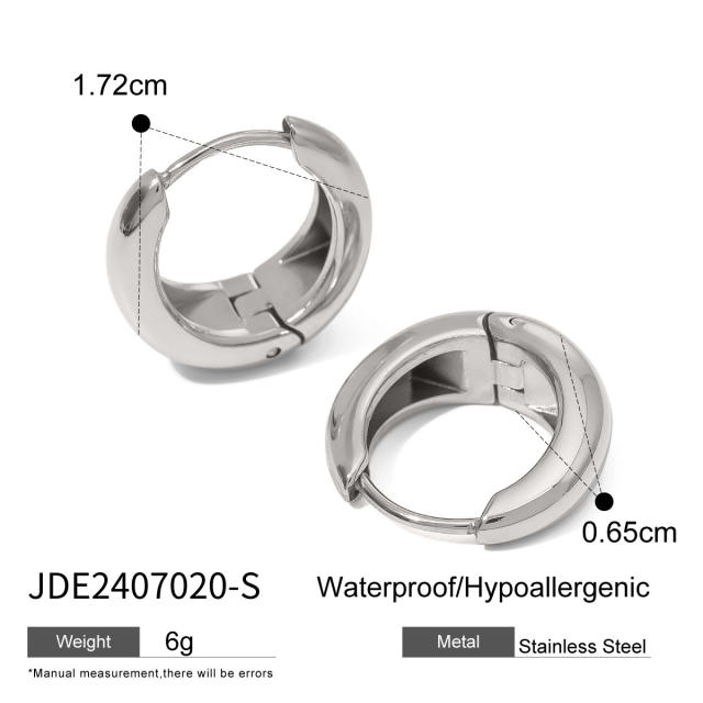18KG Simple basic stainless steel huggie earrings