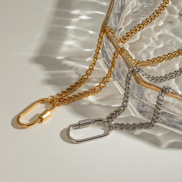 Easy match stainless steel cuban link chain Safety buckle necklace