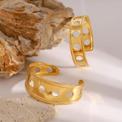 Chunky gold color stainless steel cuff bangle collection