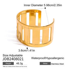 Chunky gold color stainless steel cuff bangle collection