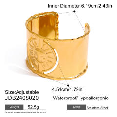 Chunky gold color stainless steel cuff bangle collection