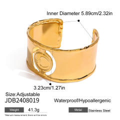 Chunky gold color stainless steel cuff bangle collection