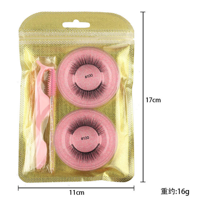 2pair 3D Imitation mink false eyelashes set with tool