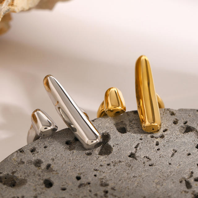 Chunky stainless steel geometric finger rings