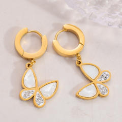 Elegant mother shell pearl bead stainless steel huggie earrings collection