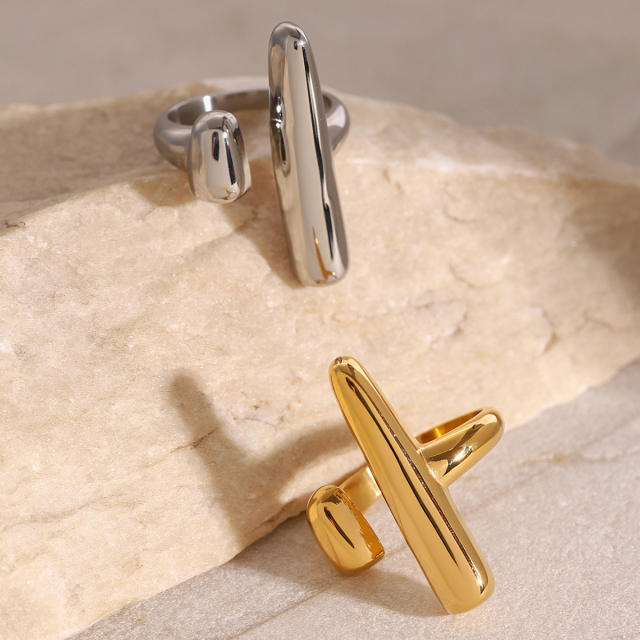 Chunky stainless steel geometric finger rings