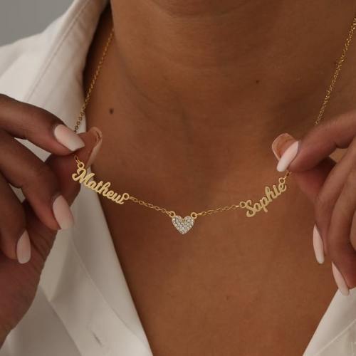 Delicate multi name diamond heart cross clover stainless steel necklace