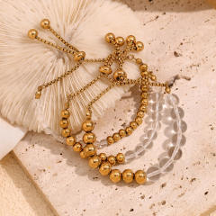 18KG clear acrylic bead stainless steel bead slide bracelet