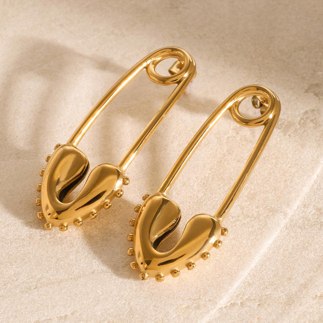 18KG paperclip chape heart stainless steel earrings