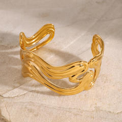 18KG chunky wave shape stainless steel cuff bangle