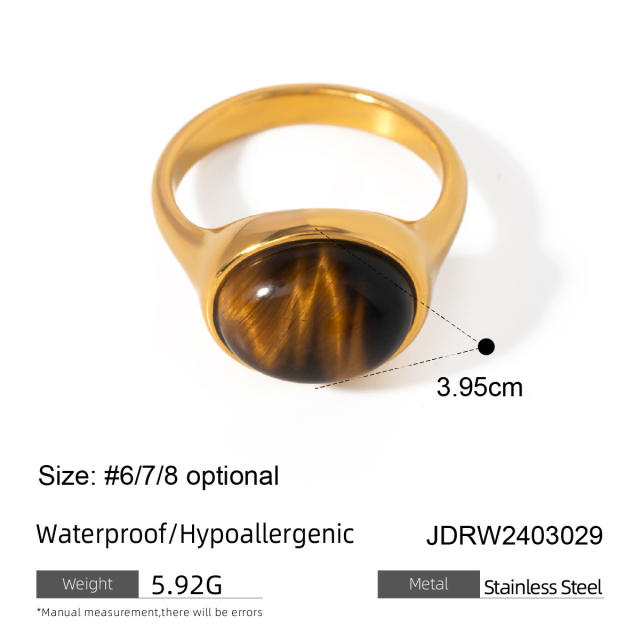 Vintage tiger eye stone statement stainless steel finger rings collection