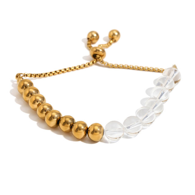 18KG clear acrylic bead stainless steel bead slide bracelet