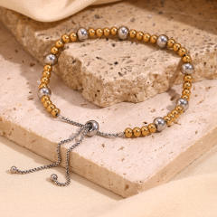 18KG mix color stainless steel bead slide bracelet