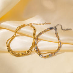 18KG mix color bean bead stainless steel chain bracelet