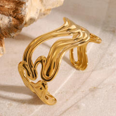 18KG chunky wave shape stainless steel cuff bangle