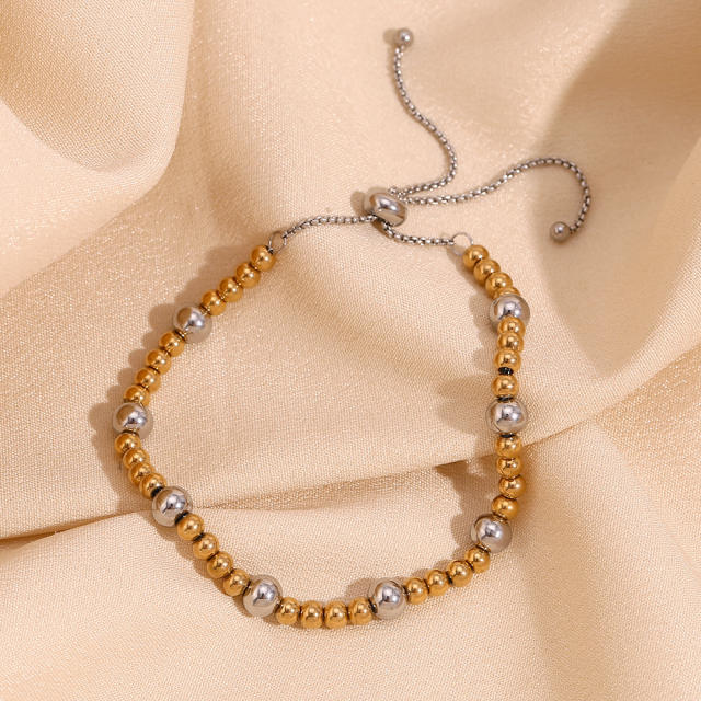 18KG mix color stainless steel bead slide bracelet