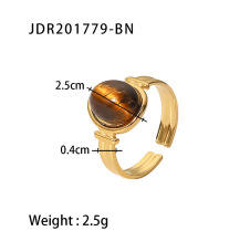 Vintage tiger eye stone statement stainless steel finger rings collection