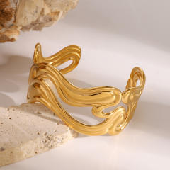 18KG chunky wave shape stainless steel cuff bangle