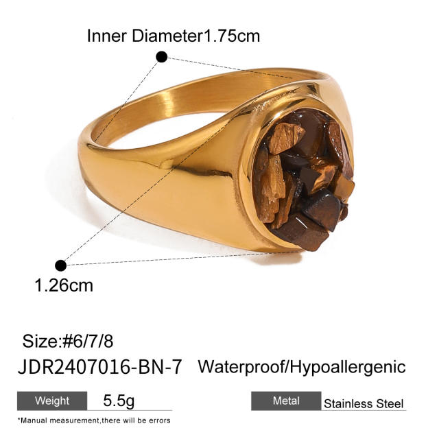 Vintage tiger eye stone statement stainless steel finger rings collection