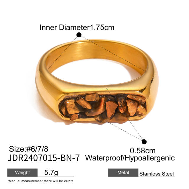 Vintage tiger eye stone statement stainless steel finger rings collection