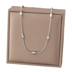 Elegant easy match bean bead layer stainless steel necklace