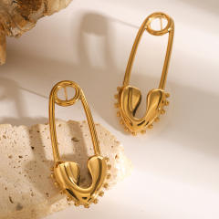 18KG paperclip chape heart stainless steel earrings