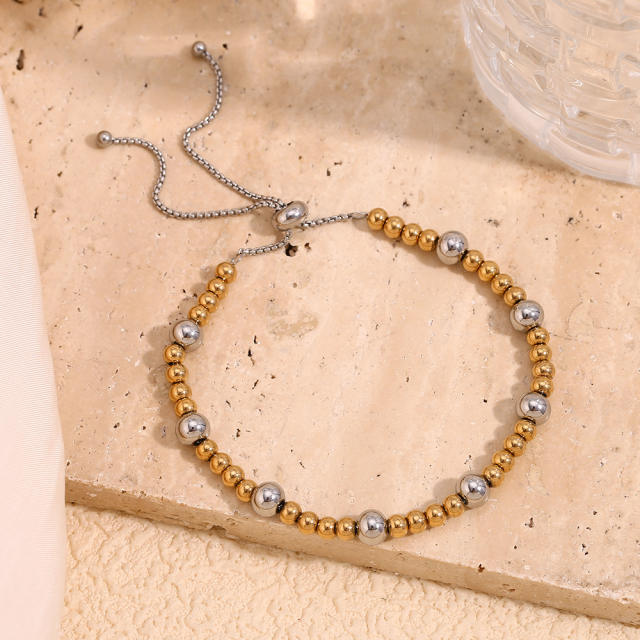 18KG mix color stainless steel bead slide bracelet