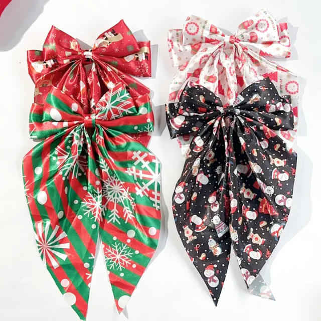 Christmas big bow party french barrette hair clips