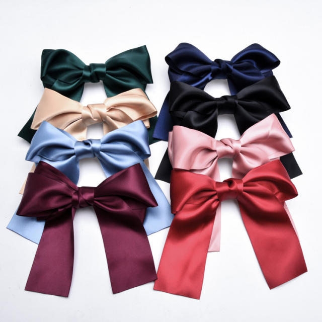 Korean fashion plain satin big bow french barrette hair clips