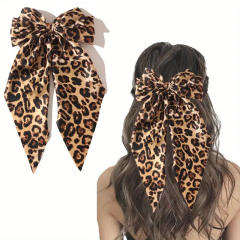 Winter autumn leopard grain big bow french barrette hair clips