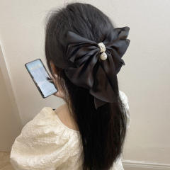 Pearl bead elegant bow french barrette hair clips