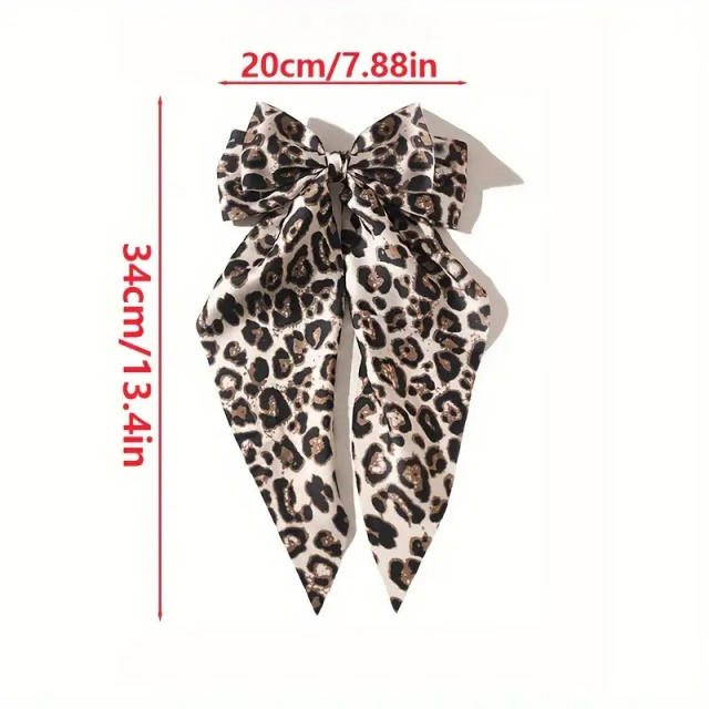 Winter autumn leopard grain big bow french barrette hair clips