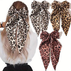 Winter autumn leopard grain big bow french barrette hair clips
