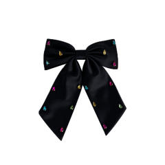 Delicate diamond plain color bow french barrette hair clips