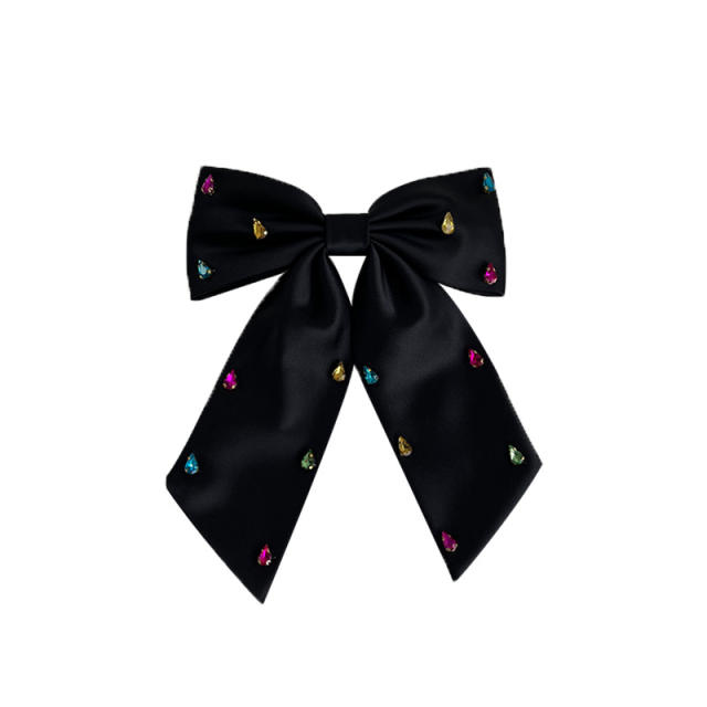 Delicate diamond plain color bow french barrette hair clips
