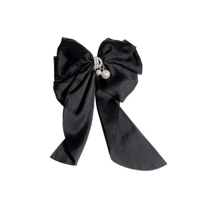 Pearl bead elegant bow french barrette hair clips