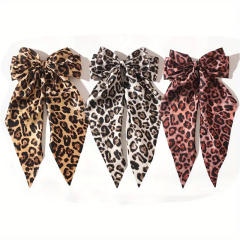 Winter autumn leopard grain big bow french barrette hair clips