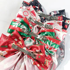 Christmas big bow party french barrette hair clips
