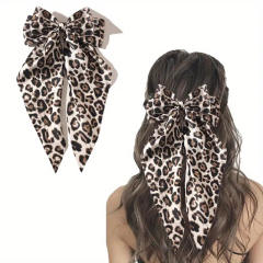 Winter autumn leopard grain big bow french barrette hair clips