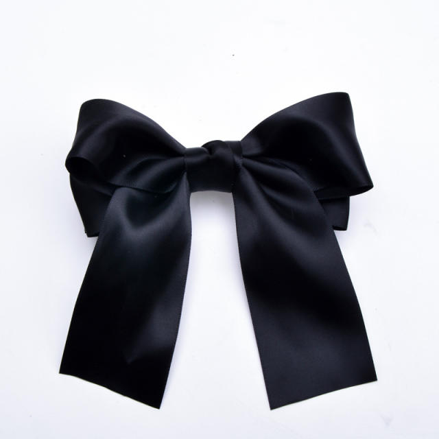 Korean fashion plain satin big bow french barrette hair clips