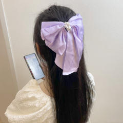 Pearl bead elegant bow french barrette hair clips