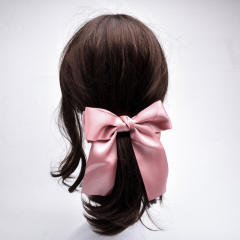 Korean fashion plain satin big bow french barrette hair clips